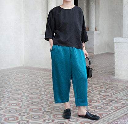 edoa Cracked Mud Silk Charmeuse Tappered Pants 