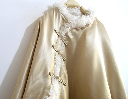 Oversized Heavy Weight Silk Satin Faux Fur Coat co0103 X296