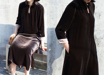 edoa Silk Velvet Modified Qipao