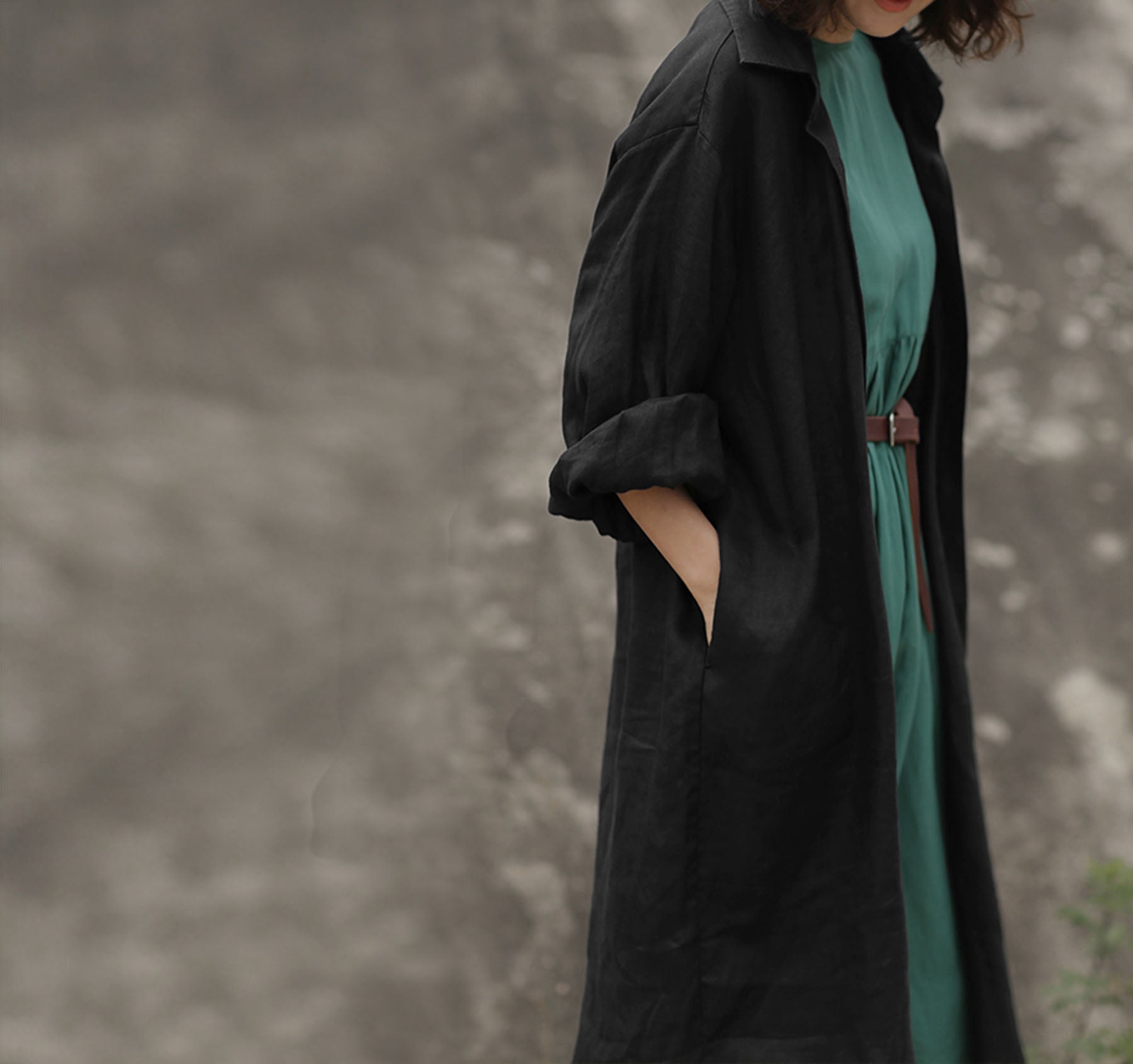 edoa Oversized Linen Shirtdress