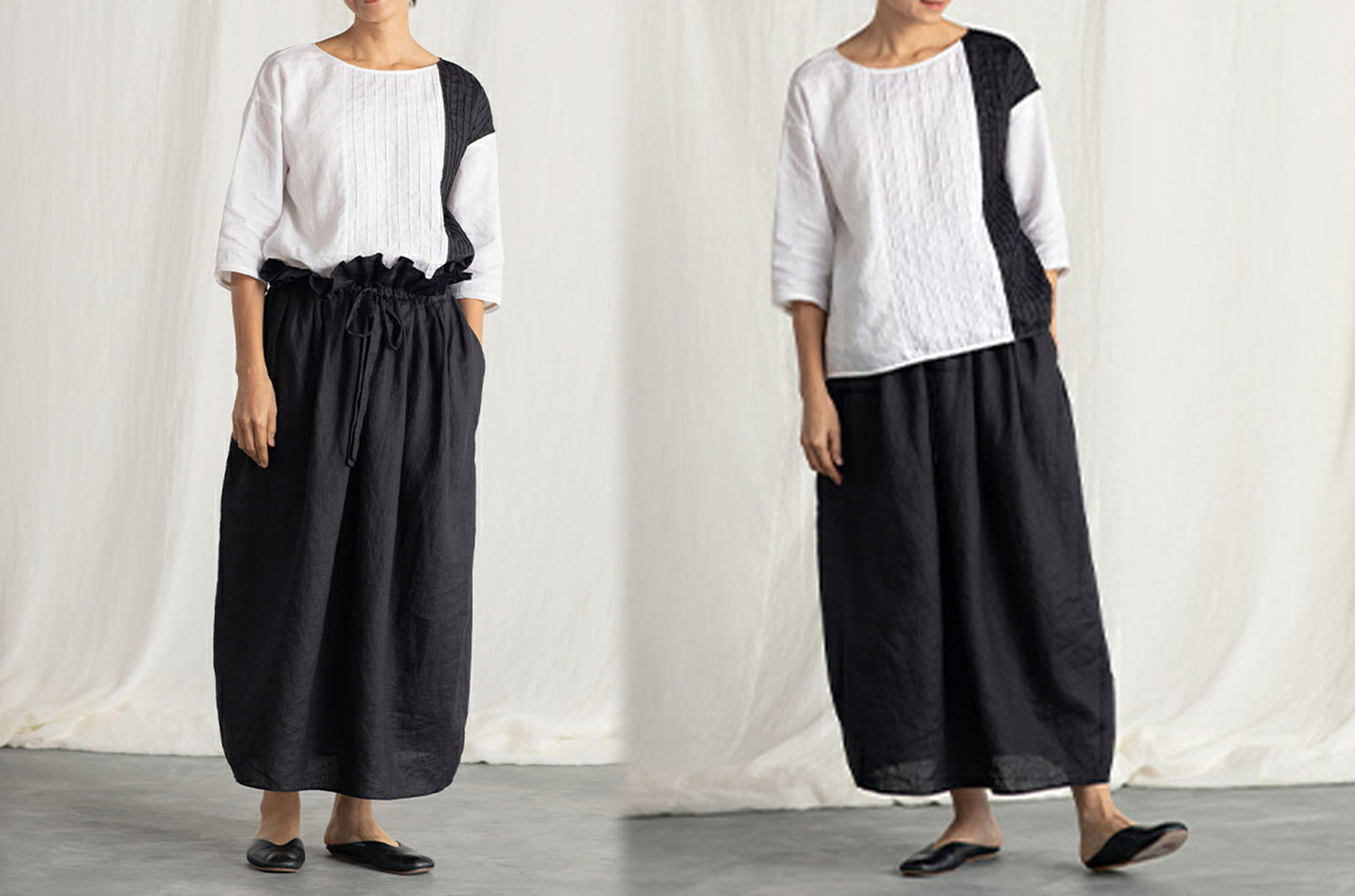 edoa Two-tone Linen Blouse