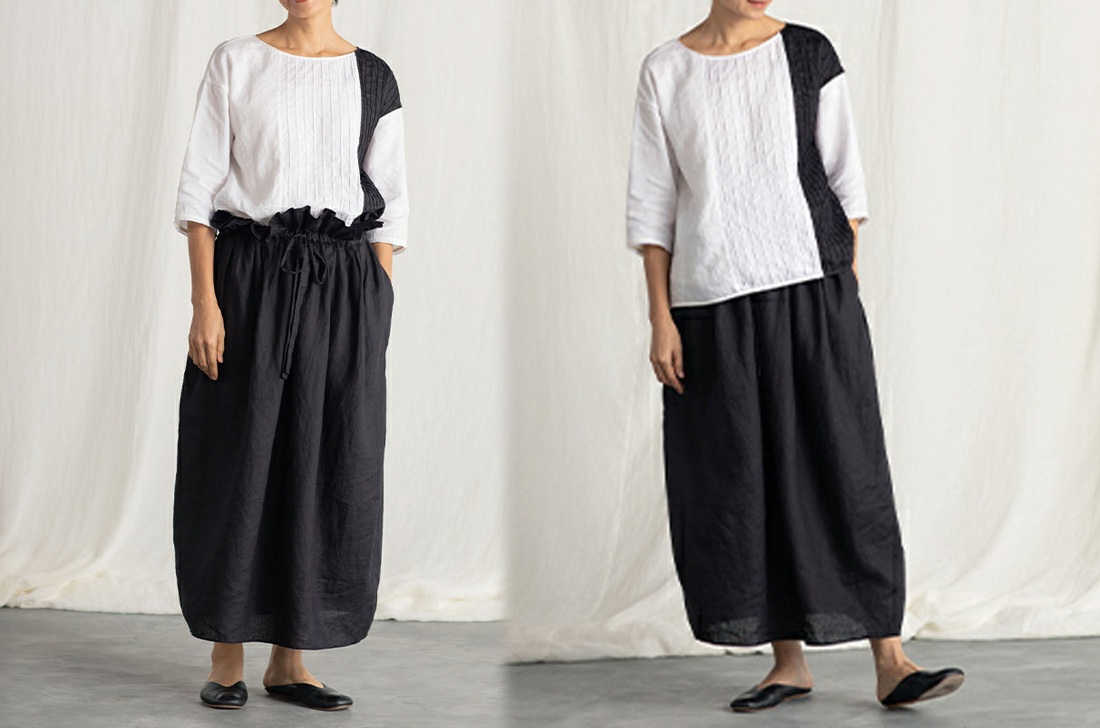 edoa Two-tone Linen Blouse