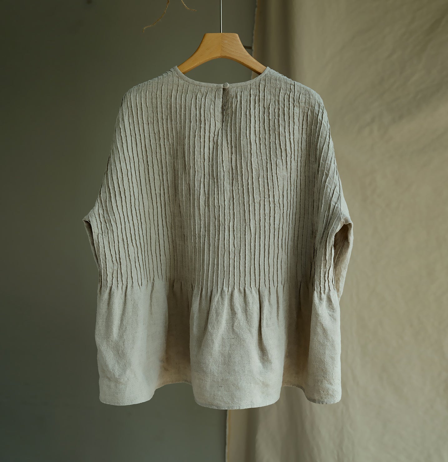 EDOA Hand Pintucked Flax Linen Blouse 