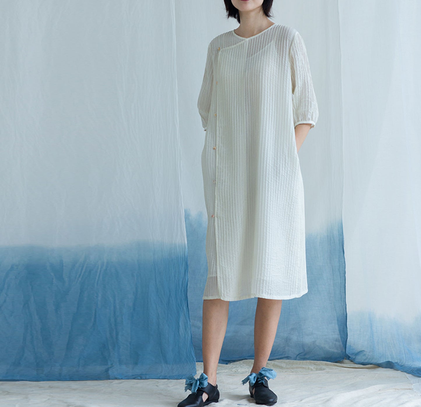 edoa Mulberry Silk Pintucked Tunic