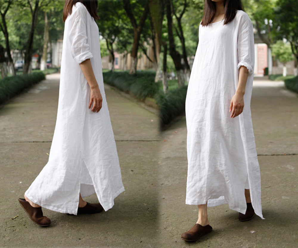 edoa Oversized High Counted Linen Dress