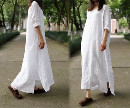 edoa Oversized High Counted Linen Dress