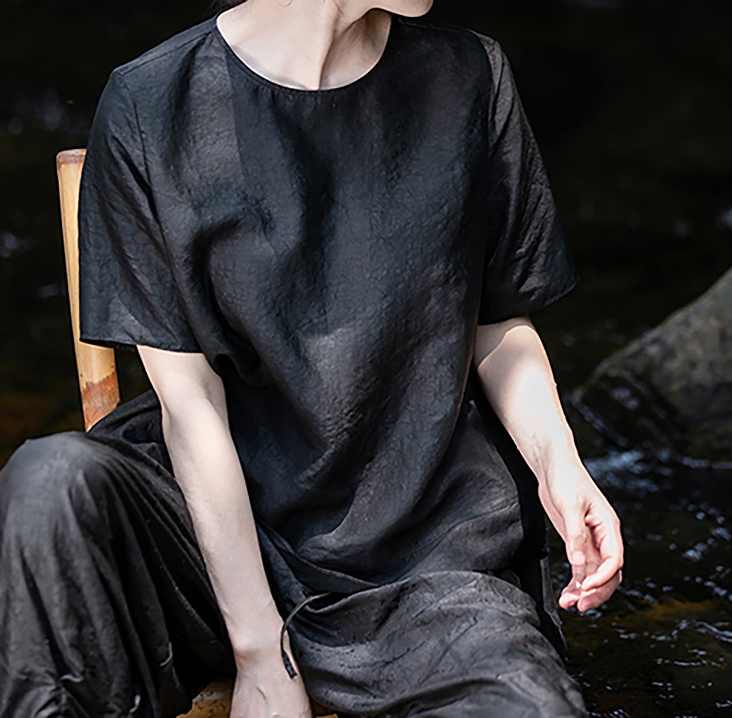 edoa Cracked Mud Silk Top