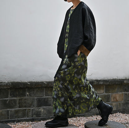 edoa Reversible Cracked Mud Silk Jacket