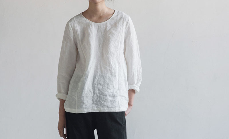 White Heavy Weight Washed Linen tee to0265 B30
