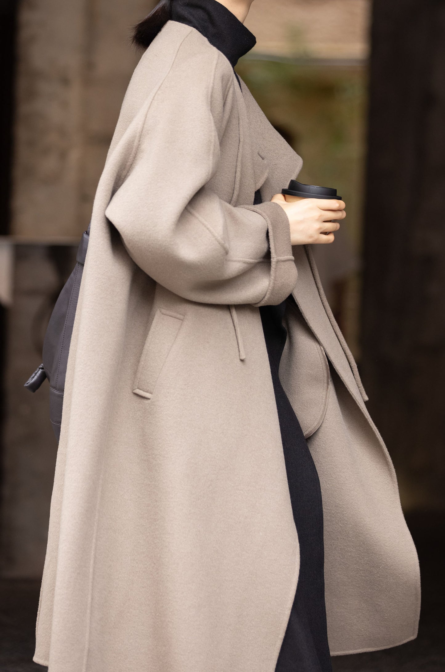 edoa Double Face Wool Tie Coat 