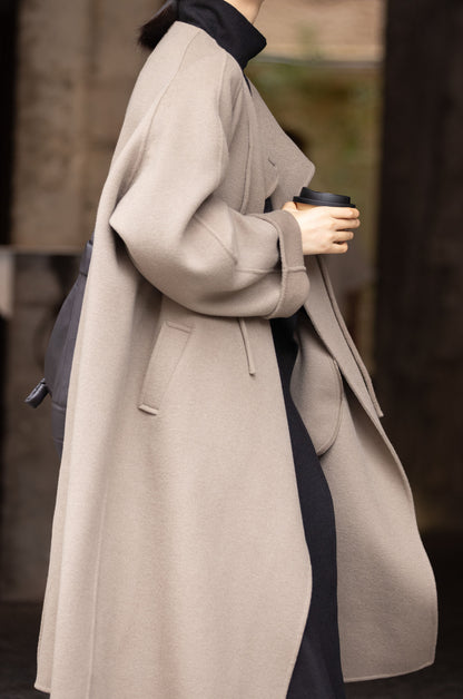 edoa Double Face Wool Tie Coat 