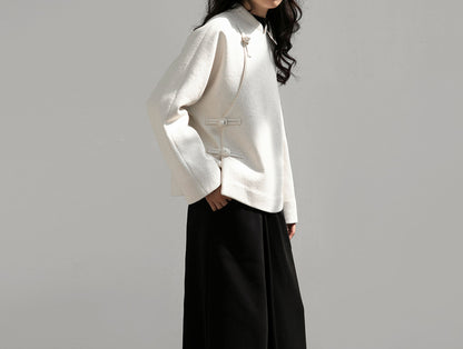edoa Boiled Wool Short Chinese Coat 