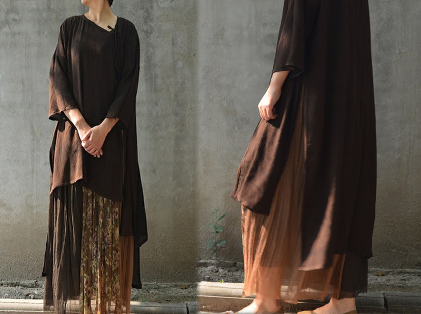 edoa Reversible Mud Silk Tunic Top