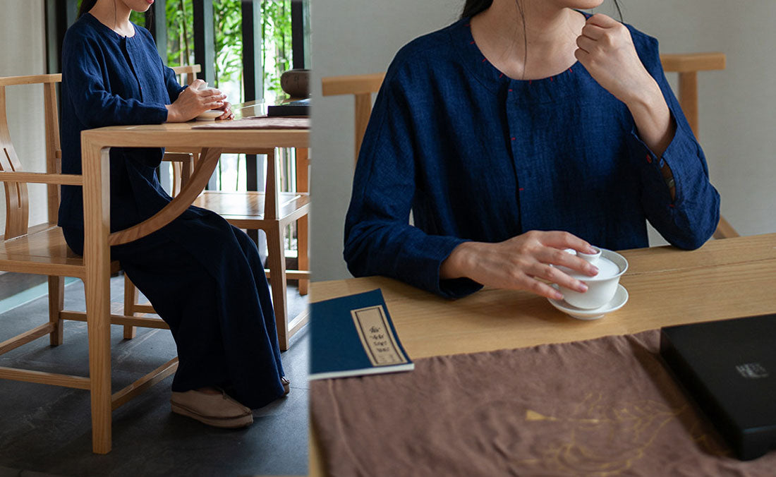 edoa Linen Long Sleeves Asymmetric Hemline Top
