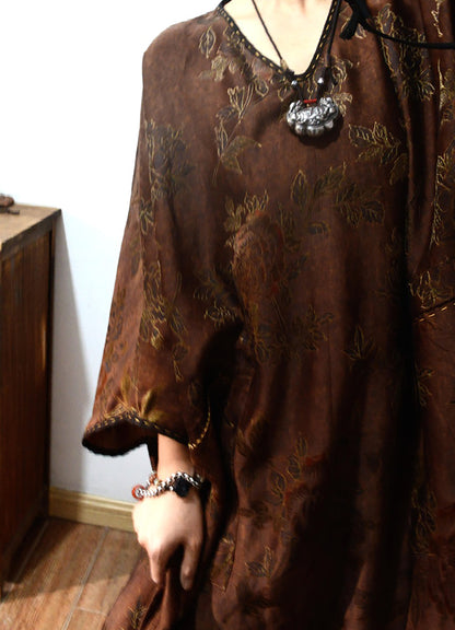 Reversible Mud Silk Song Brocade V-neck Dress dr0137 X283