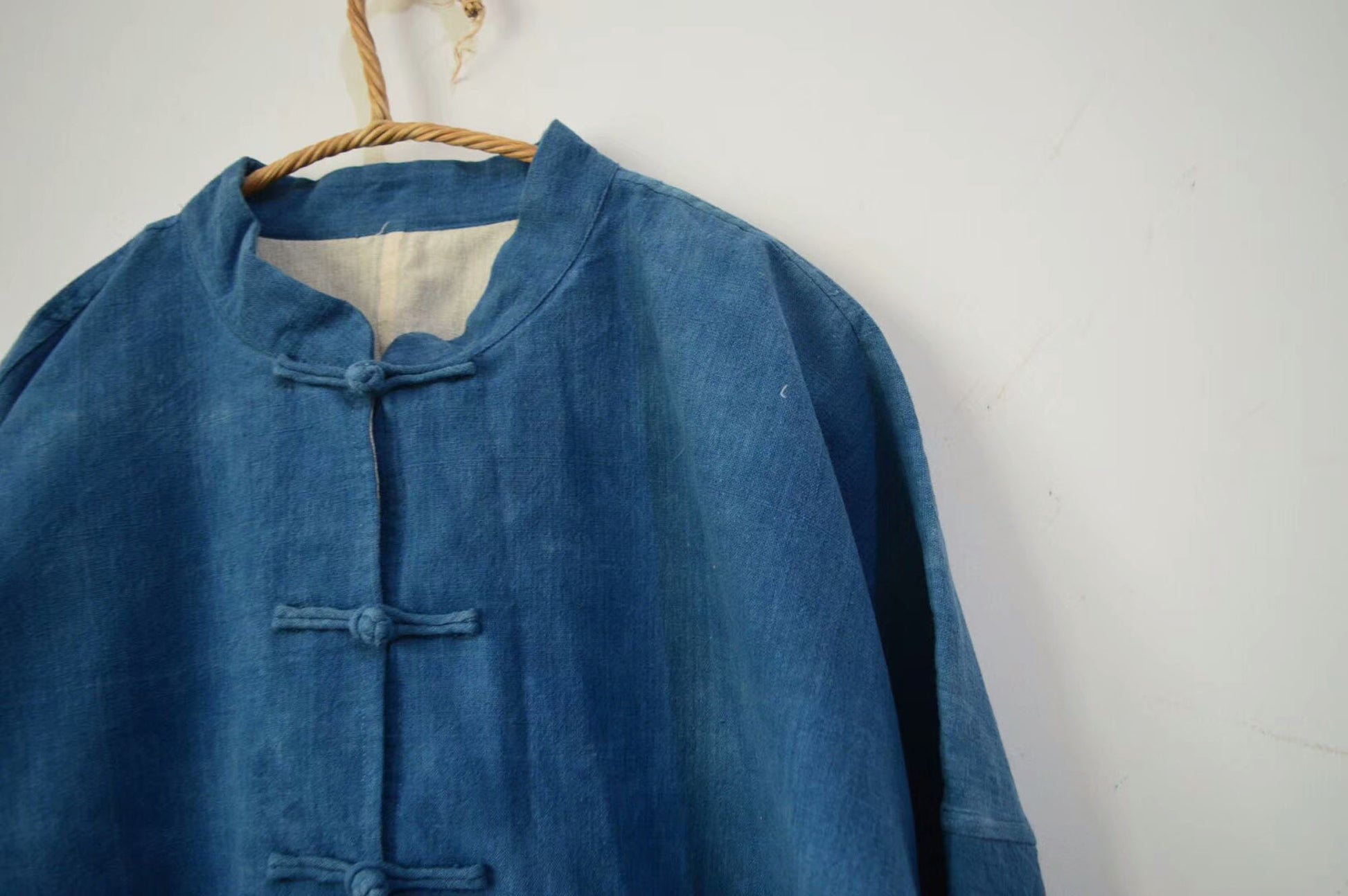 edoa Chinese Cheongsam Indigo Blue with Frog Buttons