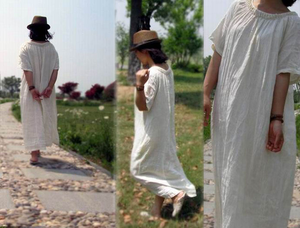 edoa Hand Crochet Maxi Ramie Tunic