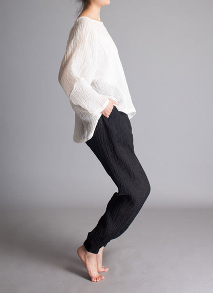 edoa Loose Fitting Crinkled Linen Shirt