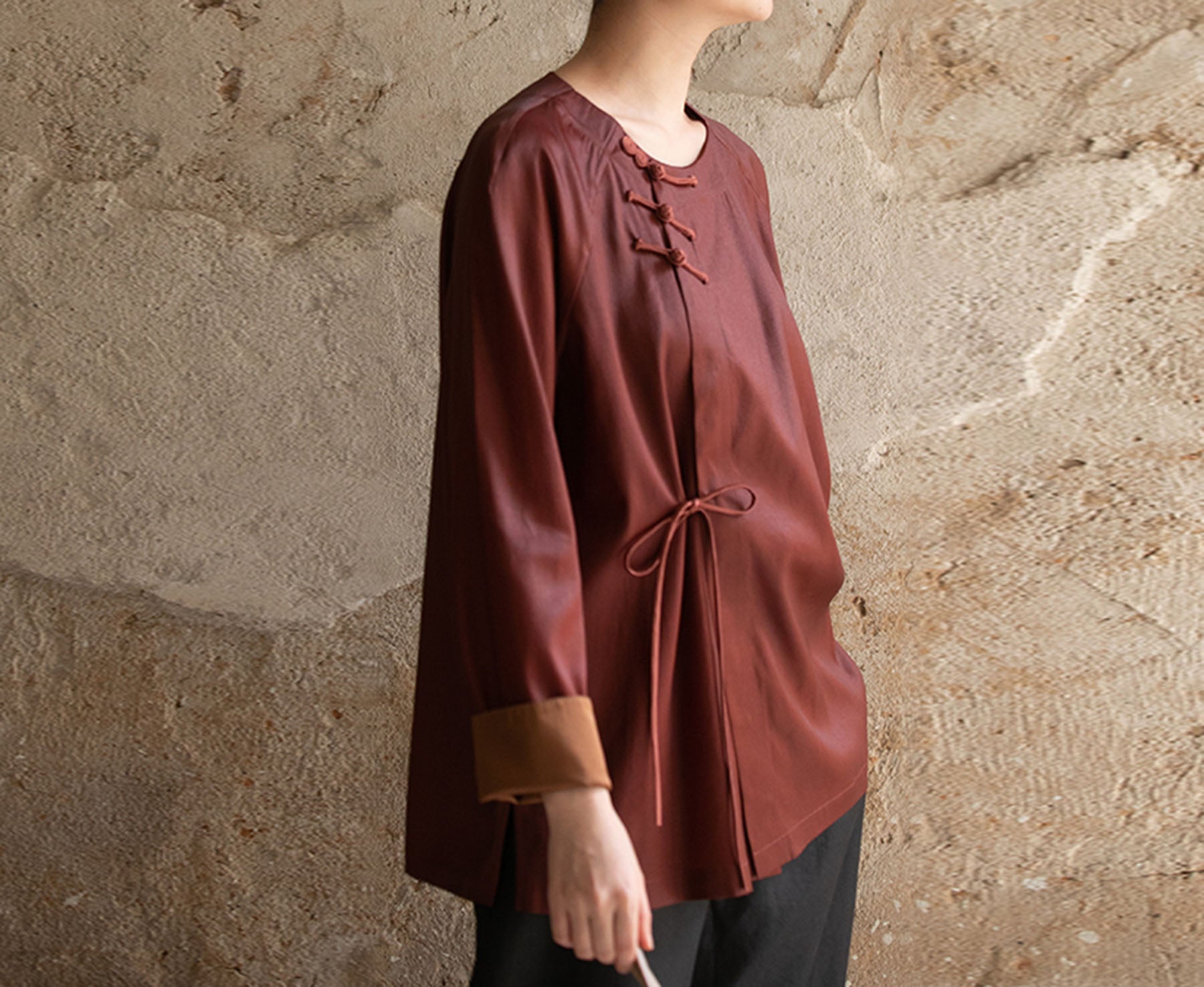 edoa Mud Silk Satin Blouse