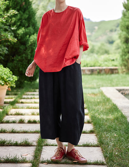 edoa Red Dupioni Silk Shirt 