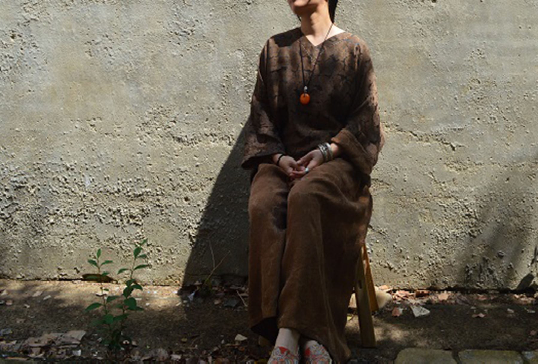 edoa Reversible Loose Fitting Mud Silk Juquard Tunic