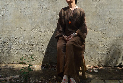 edoa Reversible Loose Fitting Mud Silk Juquard Tunic