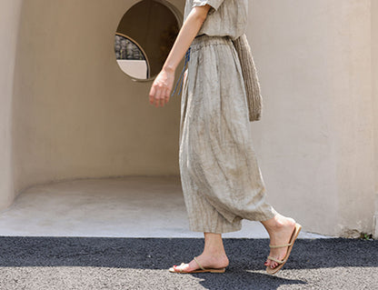 edoa Crinkled Linen Crop Pants