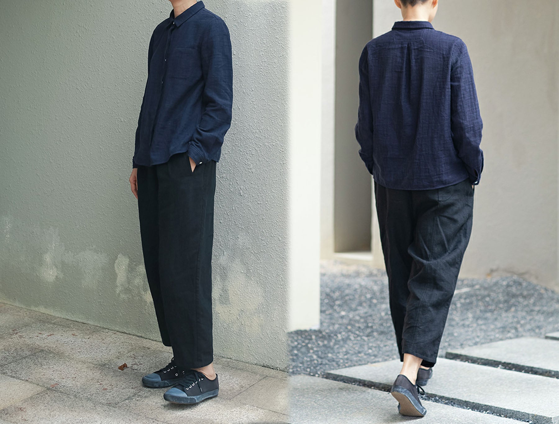 edoa Relaxed Black Linen Pants