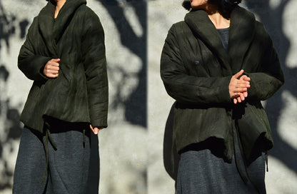 Winter Mud Tussah Silk Quilt Down Jacket ja0068 B08