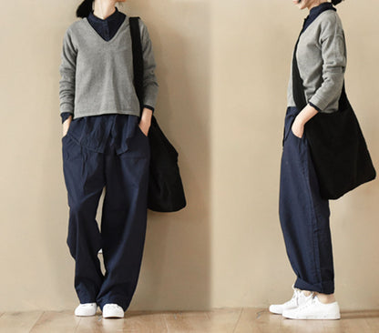 edoa Relaxed Tapered Boyfriend French Linen Pants