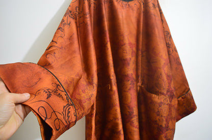 edoa Oversized Printed Mud Silk Charmeuse Kaftan Dress