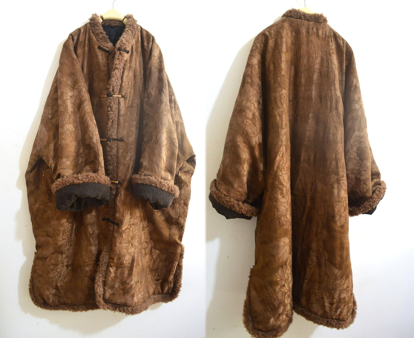 Oversized Mud Silk Jacquard Chinese Padded Coat co0176 X312
