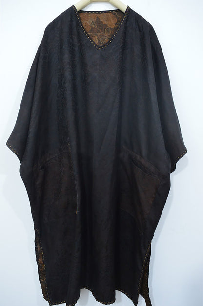Reversible Printed Mud Silk Charmeuse V-neck Tunic tu0032 X176