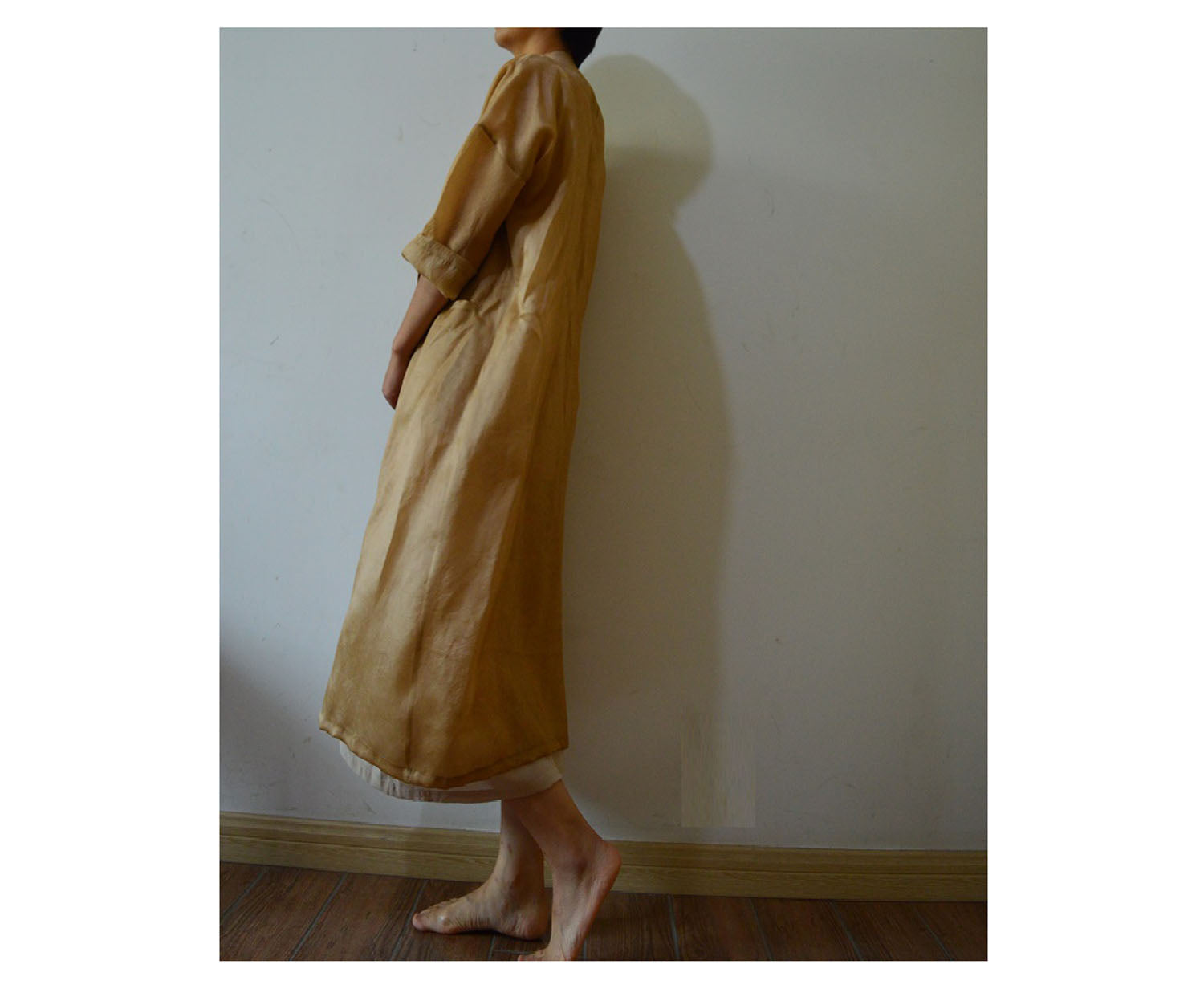 edoa Distressed Silk Organza Trench Dust Coat