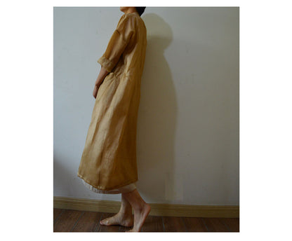 edoa Distressed Silk Organza Trench Dust Coat