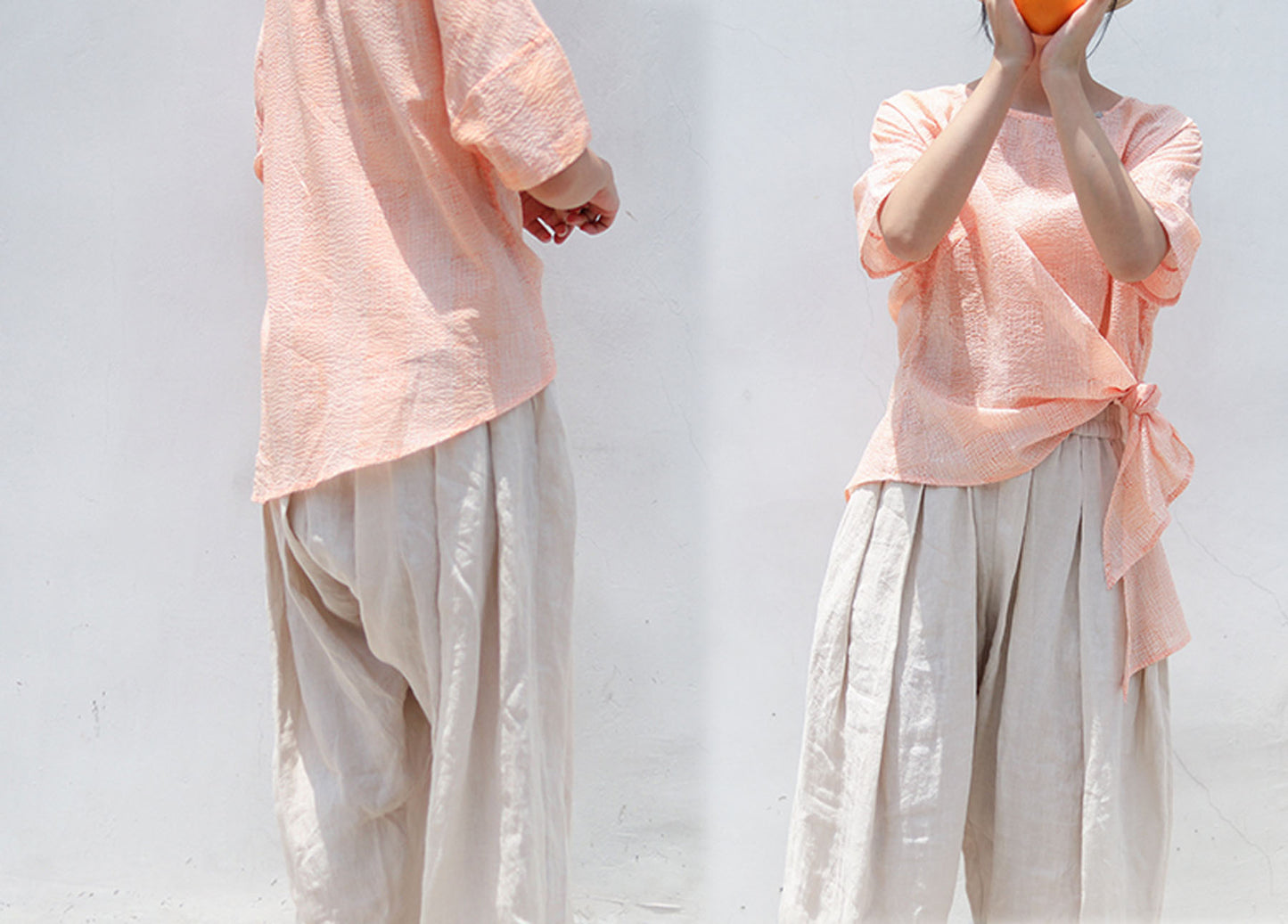 edoa Pleated Boyfriend Washed Linen Pants