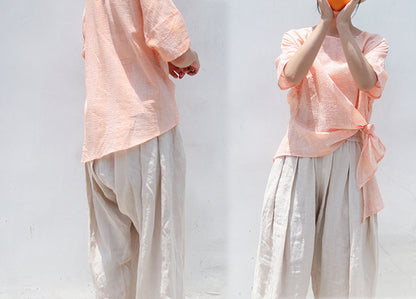 edoa Pleated Boyfriend Washed Linen Pants