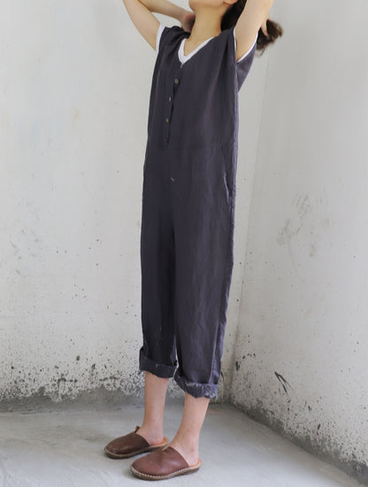 edoa Loose Fitting Linen Jumpsuit