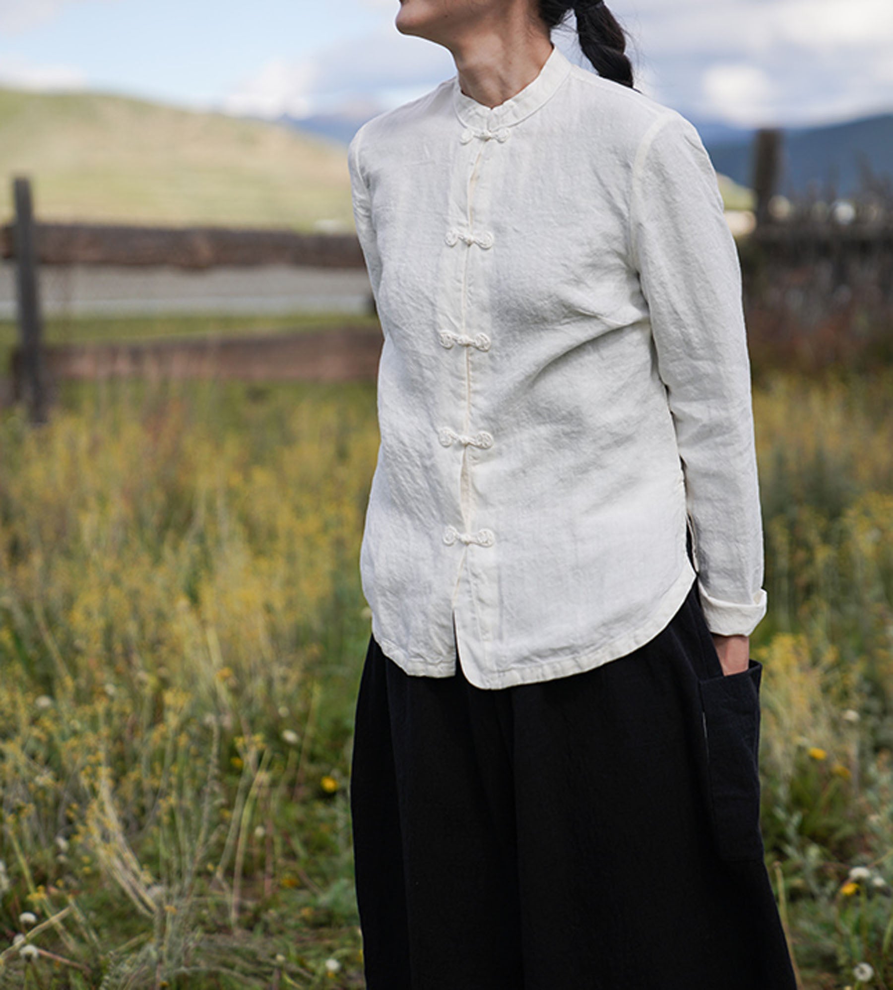 edoa Stone Washed Linen Cheongsam