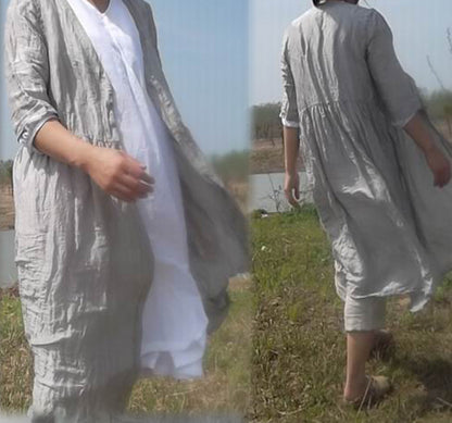 Hand Embroidered Silk Linen Blouse Jacket ja0045 033