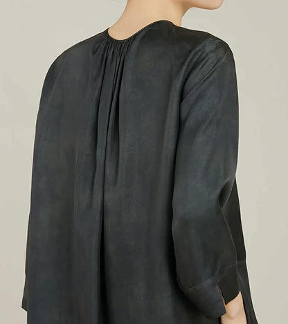 edoa Plant Dyed Silk Modified Qipao Dress