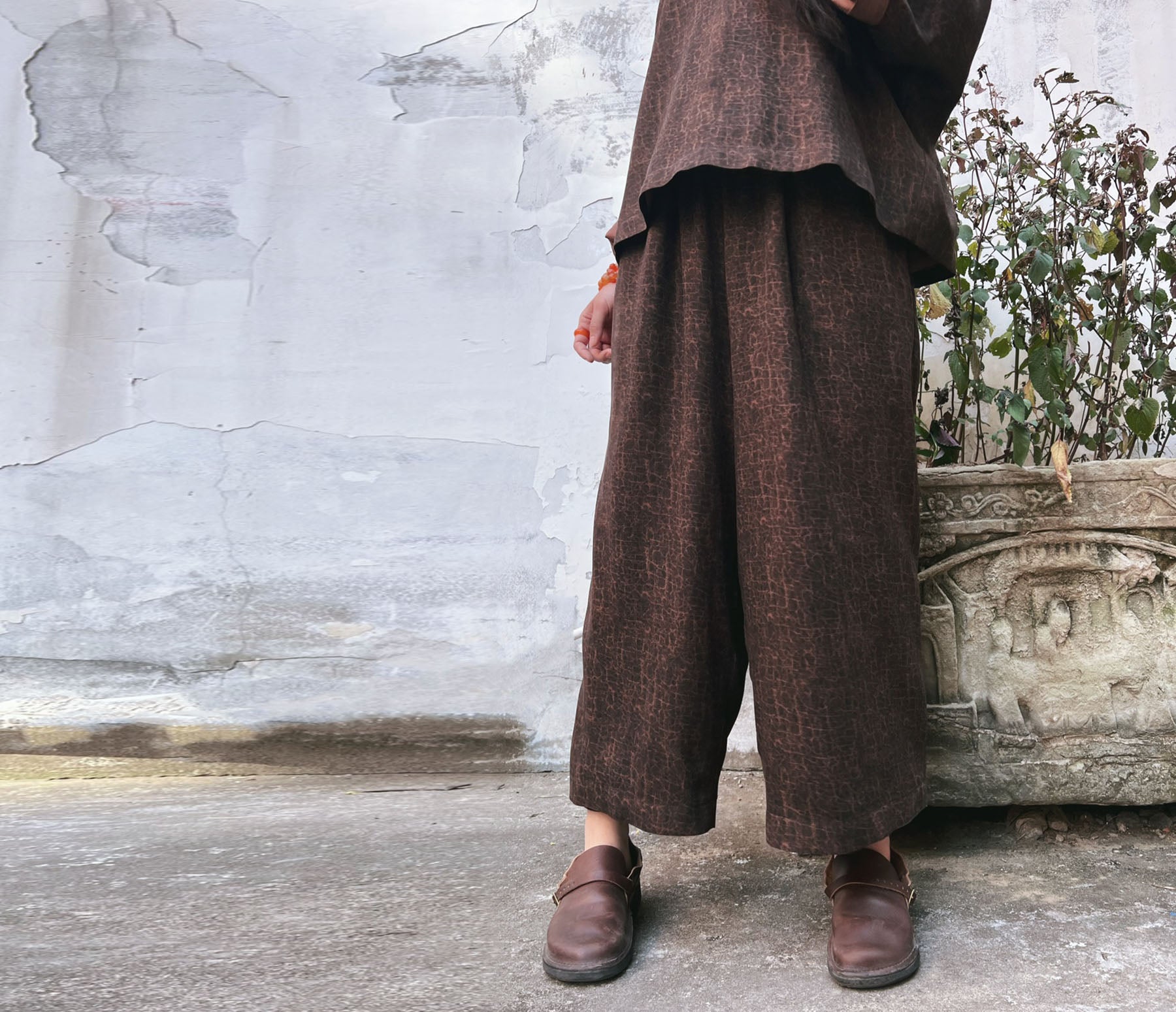 edoa Cracked Mud Silk Set Indluding Top