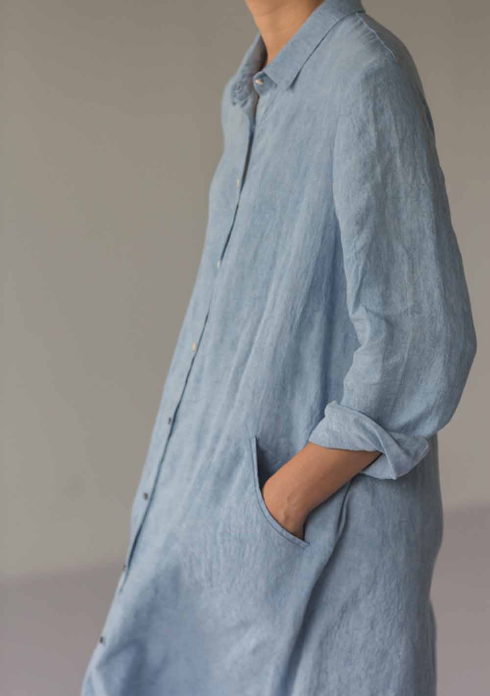 edoa Buttoned Linen Shirt Dress