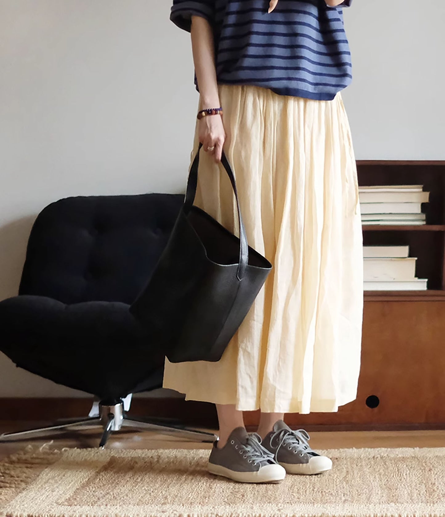 edoa Ramie Pleated Summer Skirt
