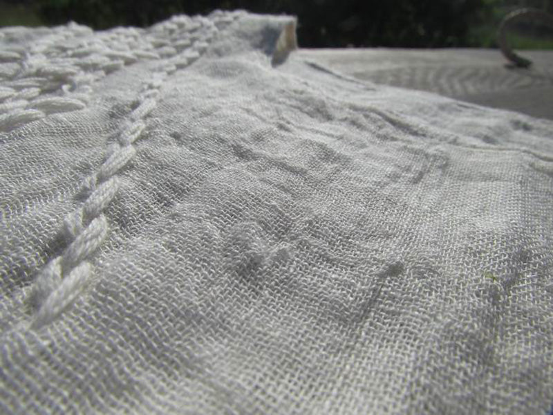 Hand Embroidered Short Sleeve White Linen Blouse bl0107 013