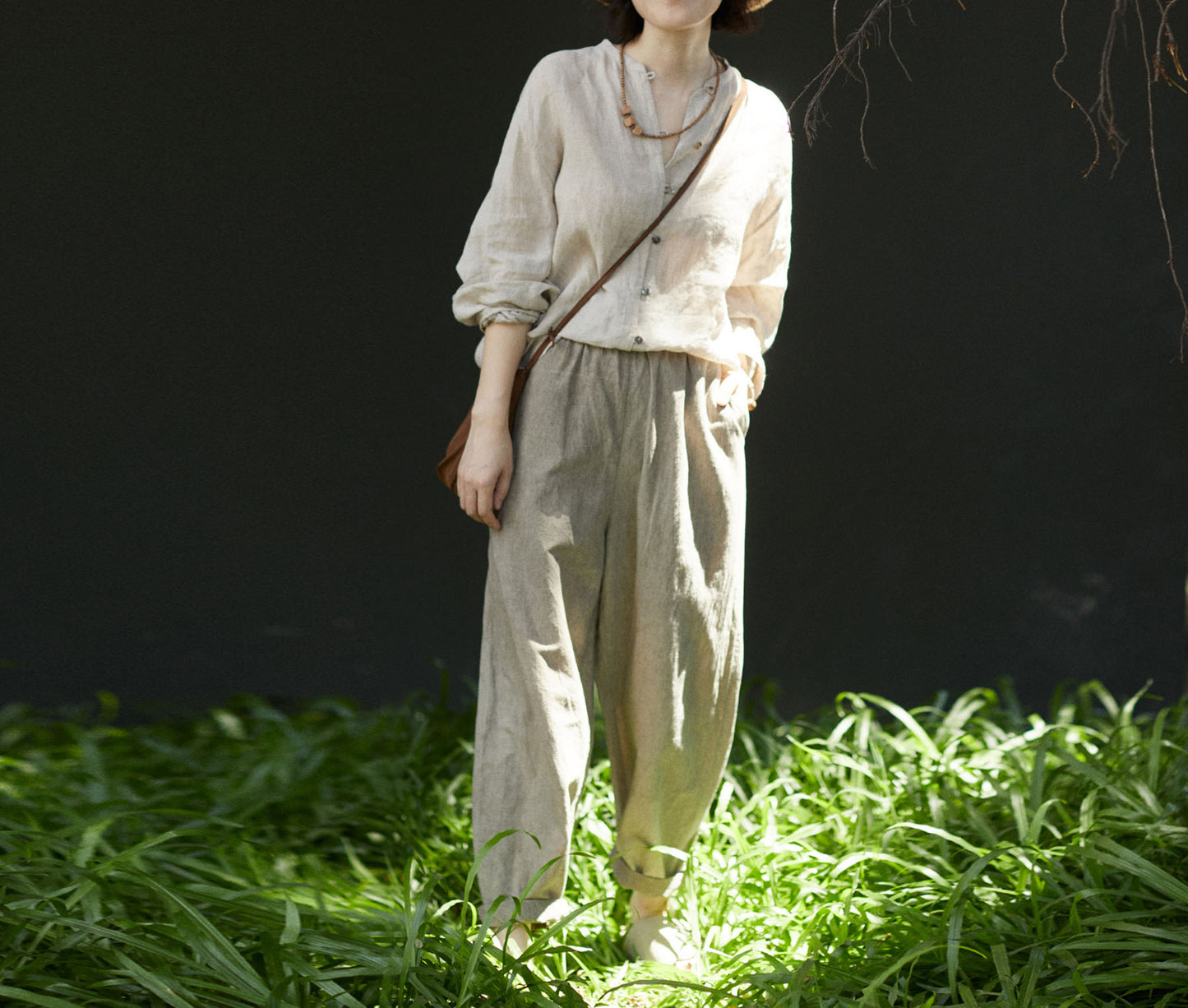 edoa High Count Flax Linen Blouse