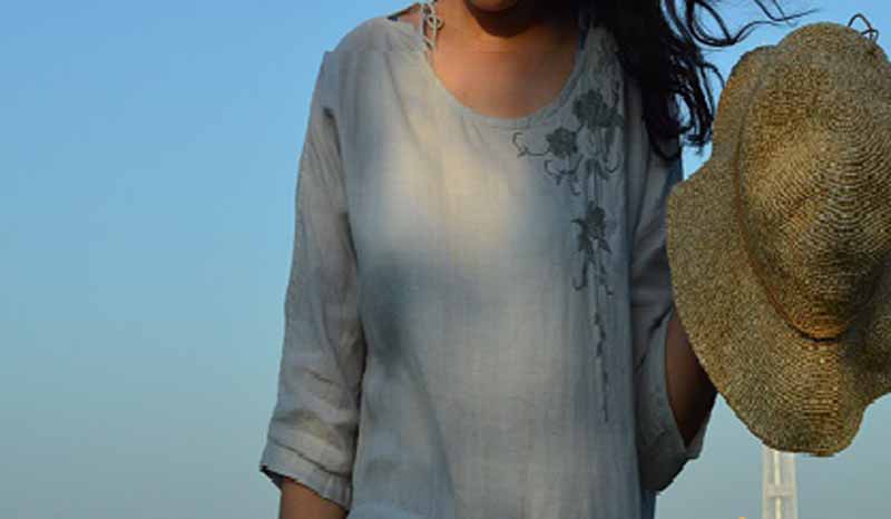 edoa Hand Embroidered Ramie Dress