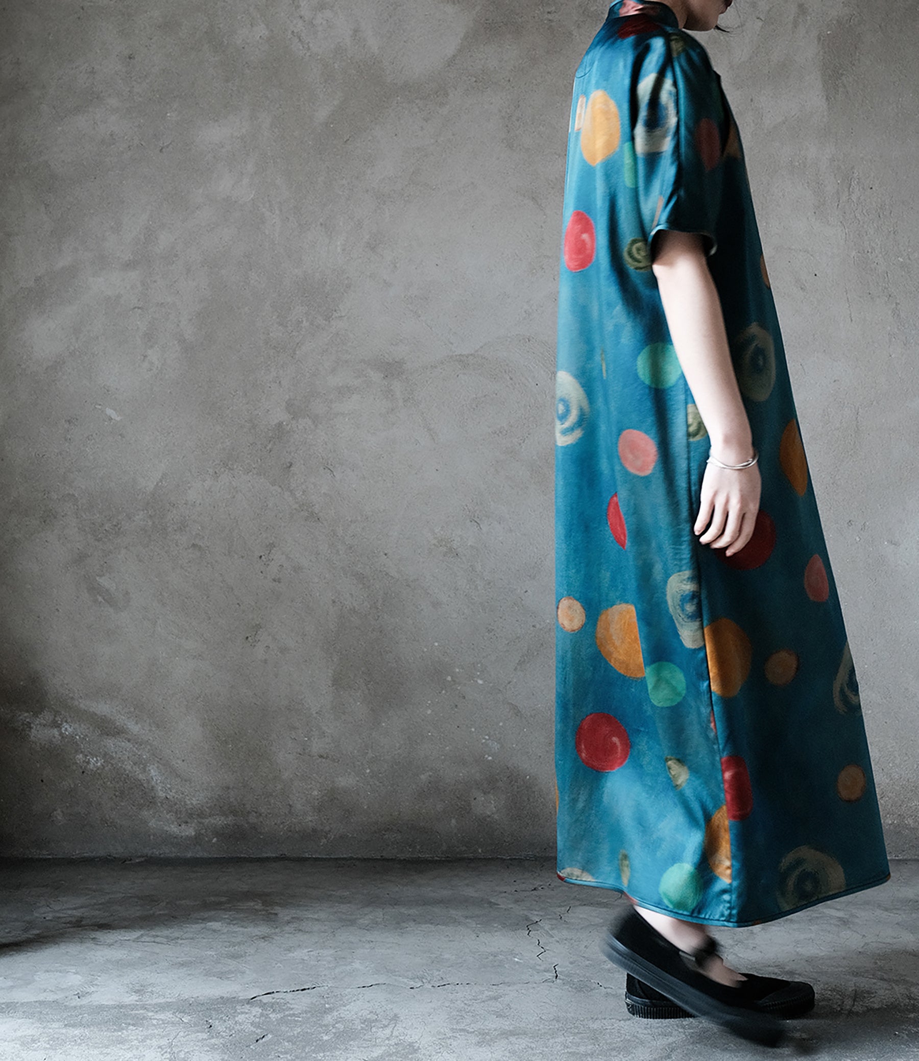 Heavy Weight Printed Charmeuse Mud Silk Satin Modified Qipao Dress