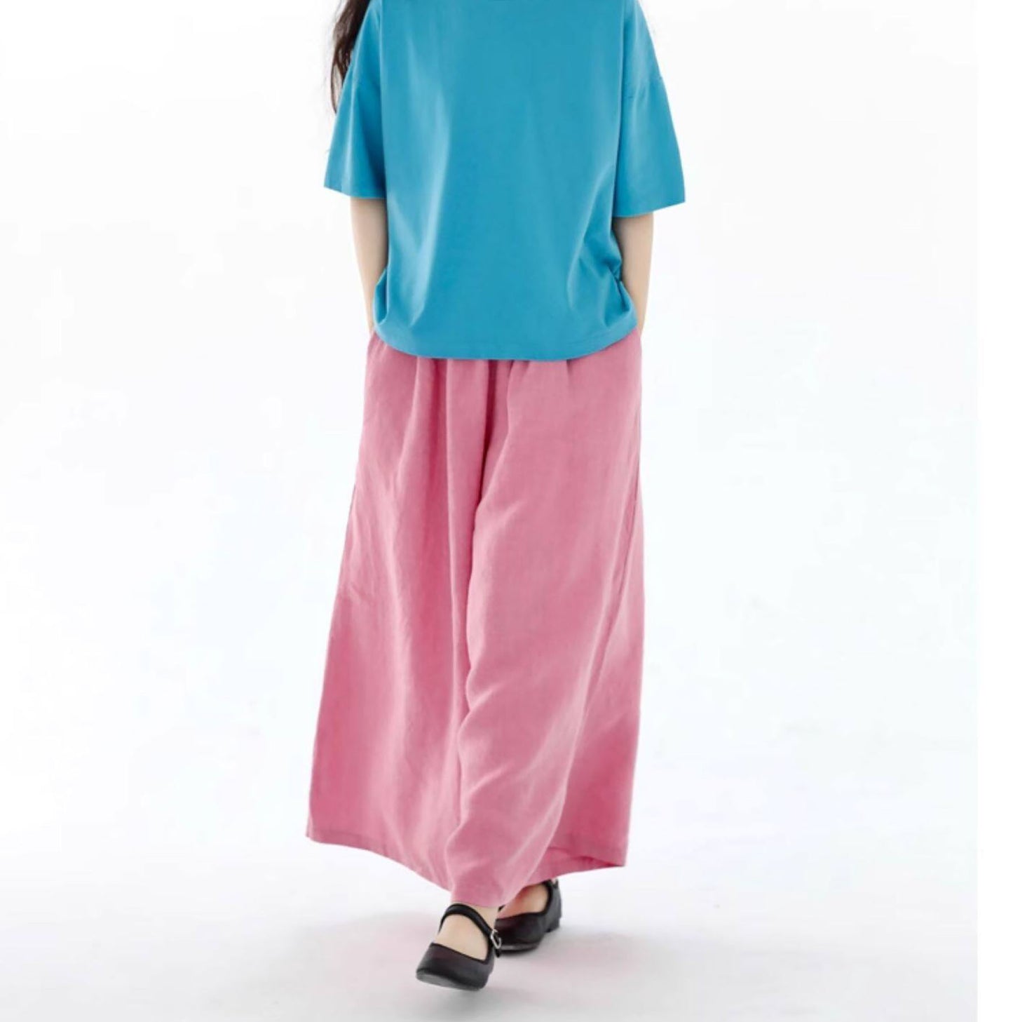 EDOA Stone-washed Linen Wide Leg Pants