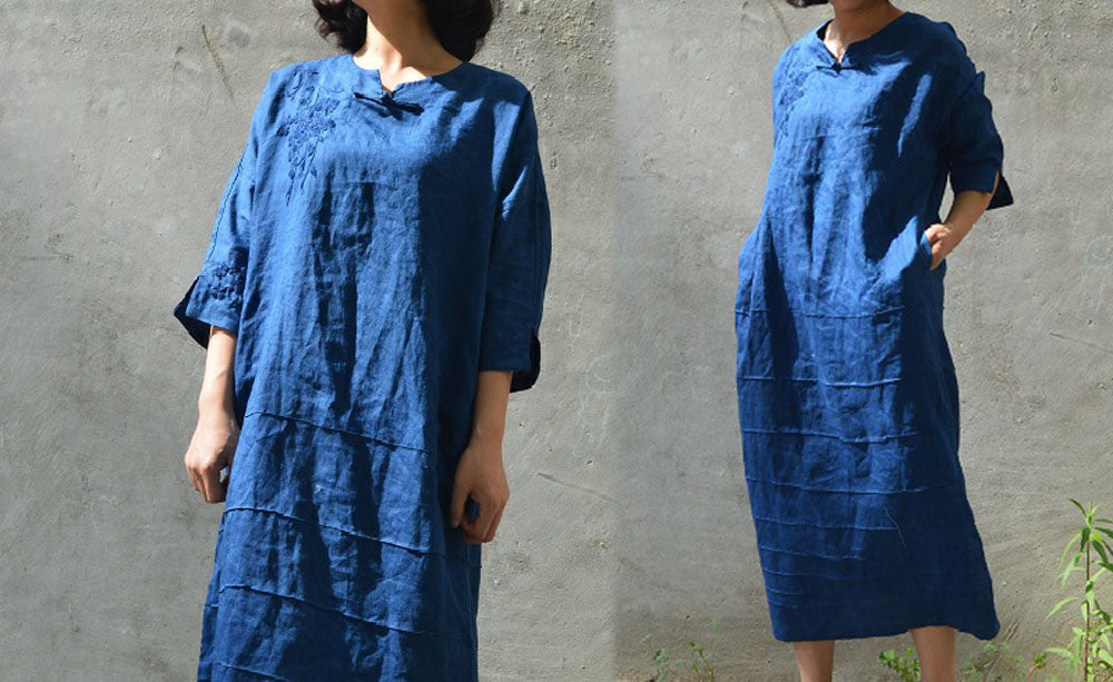 edoa Plant Dyed Linen Dress